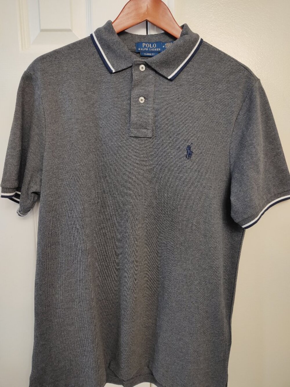 Brand New Men's Polo Ralph Lauren Classic Fit Mesh Polo Shirt Dark Grey
